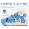KuaiLu Womens Orthopedic Closed Toe Walking Sandals with Arch Support(Blue White)