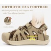 KuaiLu Womens Orthopedic Closed Toe Walking Sandals with Arch Support(Brown Beige)