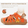 KuaiLu Womens Orthopedic Closed Toe Walking Sandals with Arch Support(Orange Khaki)