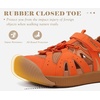 KuaiLu Womens Orthopedic Closed Toe Walking Sandals with Arch Support(Orange Khaki)