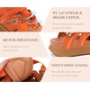KuaiLu Womens Orthopedic Closed Toe Walking Sandals with Arch Support(Orange Khaki)
