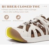 KuaiLu Womens Orthopedic Closed Toe Walking Sandals with Arch Support(White Khaki)