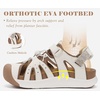 KuaiLu Womens Orthopedic Closed Toe Walking Sandals with Arch Support(White Khaki)