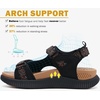KuaiLu Womens Orthopedic Walking Sandals with Comfortable Arch Support(Black Khaki)