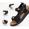 KuaiLu Womens Orthopedic Walking Sandals with Comfortable Arch Support(Black Khaki)