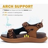 KuaiLu Womens Orthopedic Walking Sandals with Comfortable Arch Support(Brown Khaki)