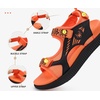 KuaiLu Womens Orthopedic Walking Sandals with Comfortable Arch Support(Orange Black)