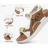 KuaiLu Womens Orthopedic Walking Sandals with Comfortable Arch Support(White Khaki)
