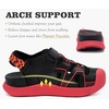 KuaiLu Womens Orthotic Walking Arch Support Closed Toe Sport Hiking Sandals(Black/Red)