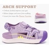 KuaiLu Womens Orthotic Walking Arch Support Closed Toe Sport Hiking Sandals(Purple White)