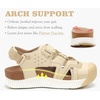 KuaiLu Womens Orthotic Walking Arch Support Closed Toe Sport Hiking Sandals(White Khaki)