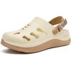 KuaiLu Womens Classic Recovery Clogs Waterproof & Quick Dry Beach Sandals(Beige White)