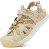 KuaiLu Womens Orthopedic Closed Toe Walking Sandals with Arch Support(Beige White)