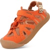 KuaiLu Womens Orthopedic Closed Toe Walking Sandals with Arch Support(Orange Khaki)