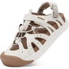 KuaiLu Womens Orthopedic Closed Toe Walking Sandals with Arch Support(White Khaki)