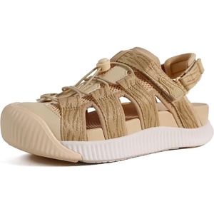 KuaiLu Orthopedic Closed Toe Sandals For Womens Athletic Outdoor Walking(Beige White(choose One Size Larger))
