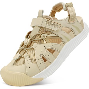 KuaiLu Womens Orthopedic Closed Toe Walking Sandals with Arch Support(Beige White)
