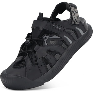 KuaiLu Womens Orthopedic Closed Toe Walking Sandals with Arch Support(Black)