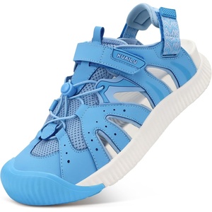 KuaiLu Womens Orthopedic Closed Toe Walking Sandals with Arch Support(Blue White)