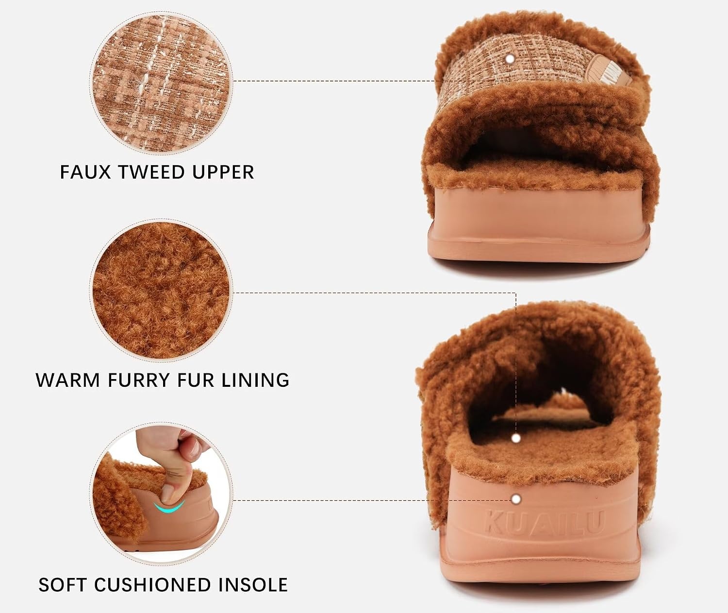 image:imageKuaiLu Cushion Slippers For Women with Orthotic Arch SupportKhaki