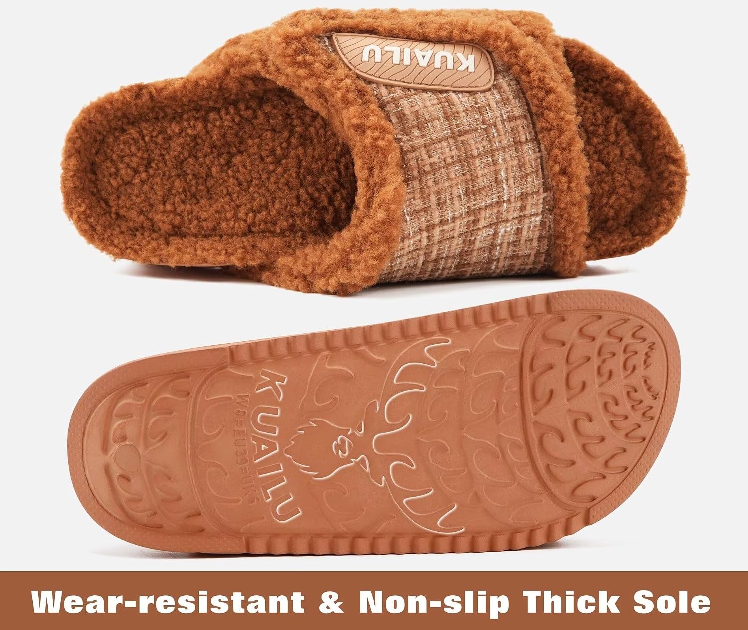 image:imageKuaiLu Cushion Slippers For Women with Orthotic Arch SupportKhaki