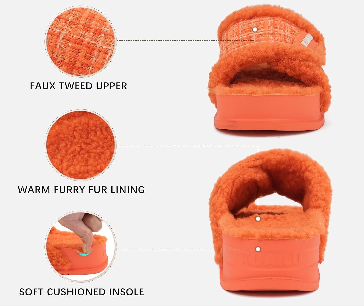 image:imageKuaiLu Cushion Slippers For Women with Orthotic Arch SupportOrange