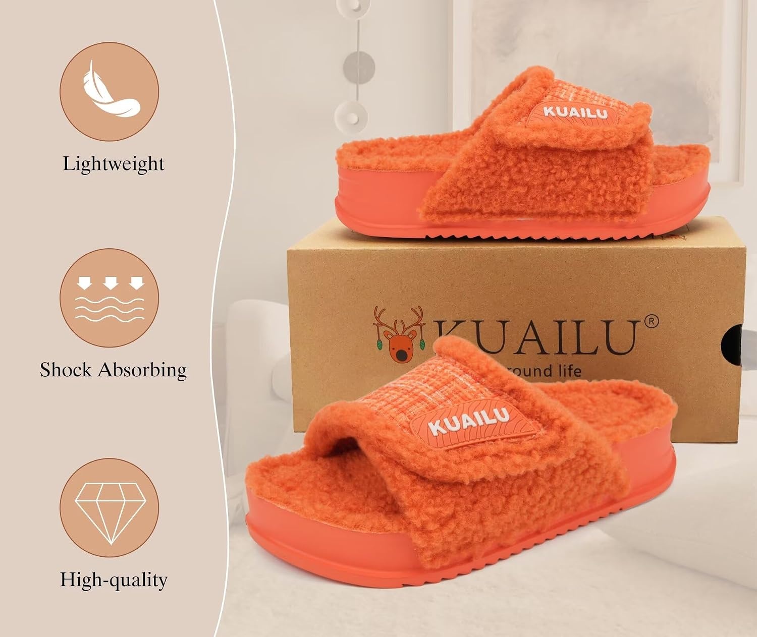 image:imageKuaiLu Cushion Slippers For Women with Orthotic Arch SupportOrange