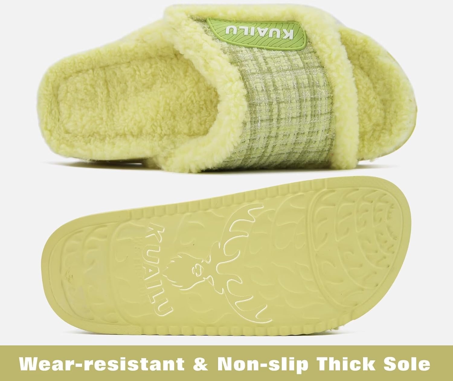 image:imageKuaiLu Cushion Slippers For Women with Orthotic Arch SupportYellowgreen