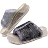 KuaiLu Womens Orthotic Sandals Comfortable Plantar Fasciitis Arch Support Faux Fur Sandal Slippers For Woman Adjustable Cushion Slides Slip On Indoor Outdoor Memory Foam House Shoes, Black White 8