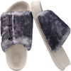 KuaiLu Womens Orthotic Sandals Comfortable Plantar Fasciitis Arch Support Faux Fur Sandal Slippers For Woman Adjustable Cushion Slides Slip On Indoor Outdoor Memory Foam House Shoes, Black White 8