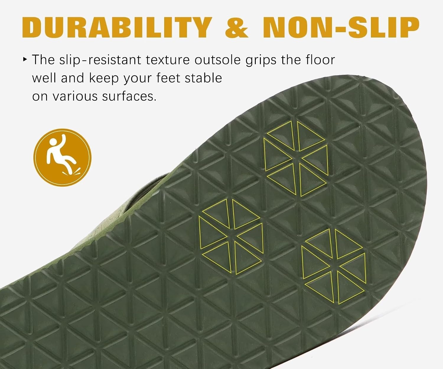 image:imageKuaiLu Mens Faux Leather Flip Flops with Comfortable Arch SupportArmy Green