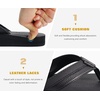 KuaiLu Mens Faux Leather Flip Flops with Comfortable Arch Support(All Black)