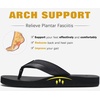 KuaiLu Mens Faux Leather Flip Flops with Comfortable Arch Support(All Black)