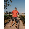KuaiLu Mens Faux Leather Flip Flops with Comfortable Arch Support(All Black)
