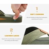 KuaiLu Mens Faux Leather Flip Flops with Comfortable Arch Support(Army Green)