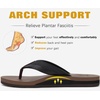 KuaiLu Mens Faux Leather Flip Flops with Comfortable Arch Support(Black Brown)