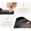 KuaiLu Mens Faux Leather Flip Flops with Comfortable Arch Support(Black Brown)