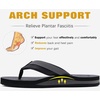 KuaiLu Mens Faux Leather Flip Flops with Comfortable Arch Support(Black Grey)