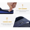 KuaiLu Mens Faux Leather Flip Flops with Comfortable Arch Support(Blue)