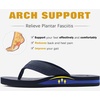 KuaiLu Mens Faux Leather Flip Flops with Comfortable Arch Support(Blue)