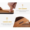 KuaiLu Mens Faux Leather Flip Flops with Comfortable Arch Support(Bright Brown)