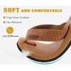 KuaiLu Mens Faux Leather Flip Flops with Comfortable Arch Support(Bright Brown)