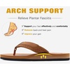 KuaiLu Mens Faux Leather Flip Flops with Comfortable Arch Support(Bright Brown)