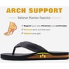 KuaiLu Mens Faux Leather Flip Flops with Comfortable Arch Support(Brown)
