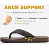 KuaiLu Mens Faux Leather Flip Flops with Comfortable Arch Support(Brown Reddish)