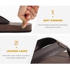 KuaiLu Mens Faux Leather Flip Flops with Comfortable Arch Support(Brown Reddish)