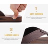 KuaiLu Mens Faux Leather Flip Flops with Comfortable Arch Support(Coffee)