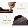 KuaiLu Mens Faux Leather Flip Flops with Comfortable Arch Support(Dark Brown)