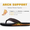 KuaiLu Mens Faux Leather Flip Flops with Comfortable Arch Support(Dark Brown)