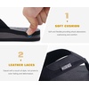 KuaiLu Mens Faux Leather Flip Flops with Comfortable Arch Support(Ferrous)